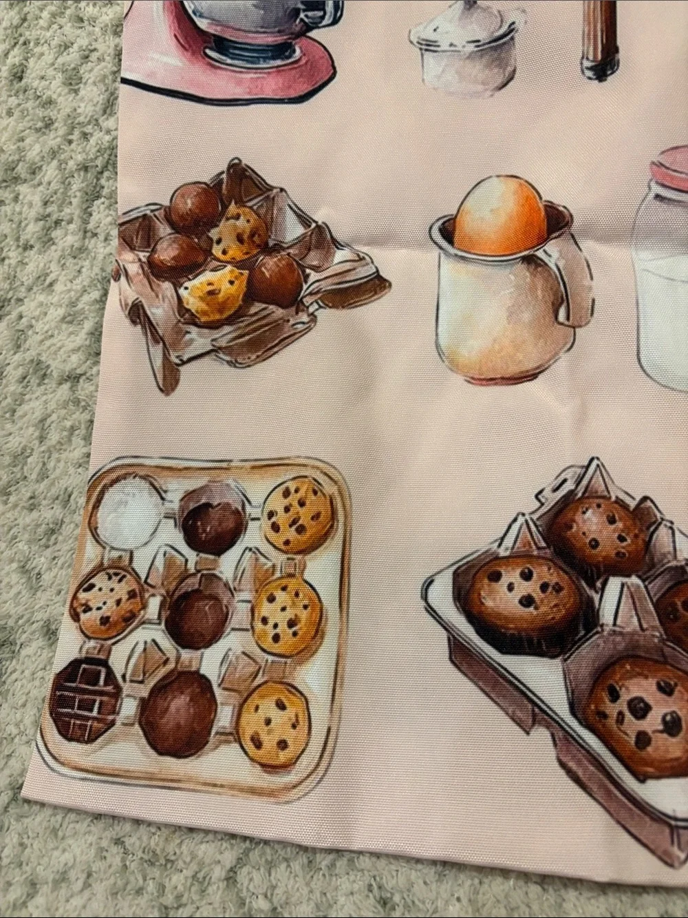 Kitchen Baking Poly Canvas Tote Bag in Light Pink with Cute Baking Print NWT